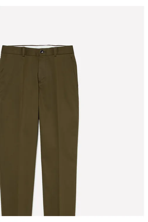 Erkekler üçin haki reňkli, pagta garyndyly Slim Comfort Fit jalbar - 33678535