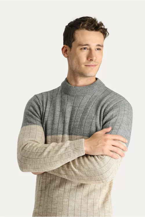 Slim Fit nagyşly trikotaž jemper - 19269952