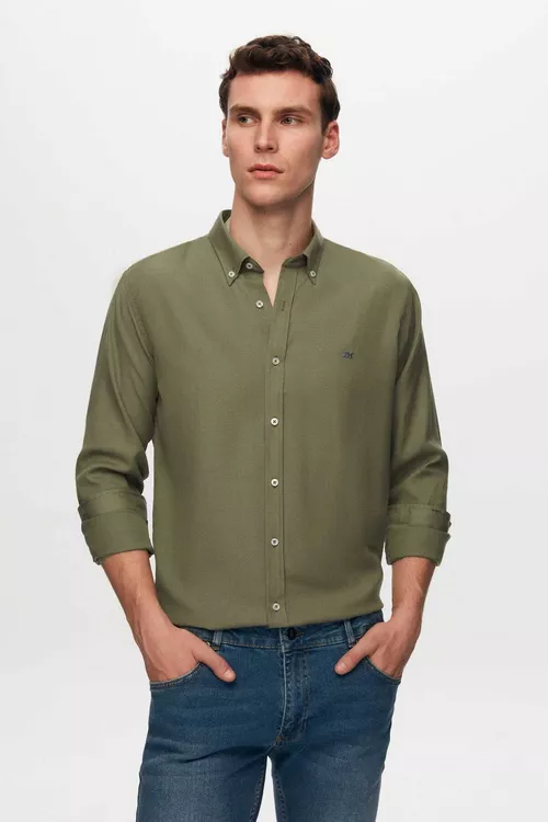 Haki reňkli köýnek DS DAMAT (Slim Fit) - 5876036