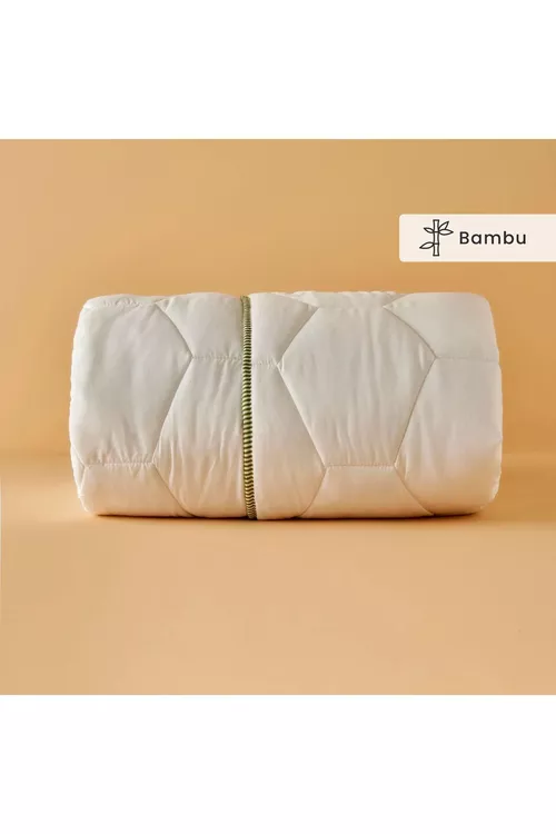 Ak reňkli bir adamlyk bambuk ýorgany, 155x215 sm - 18668189