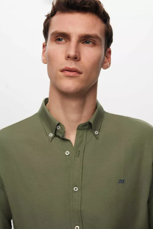 Haki reňkli köýnek DS DAMAT (Slim Fit) - 5876036 — surat 3/5