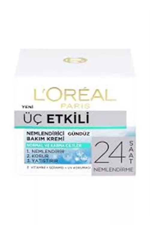Loreal üç täsirli nemlendiriji gel kremi, kadaly we garyşyk deri üçin, 50 ml - 5501409