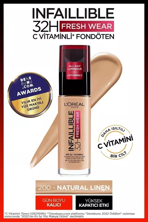 Infaillible 24H Fresh Wear 200 Golden Sand durnukly tonal kremi - 6062595