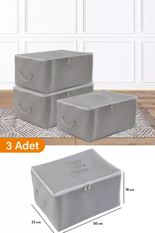 3 sany - Saklamak üçin Mini kofr, antrasiit 30x22x18 sm - 23072836