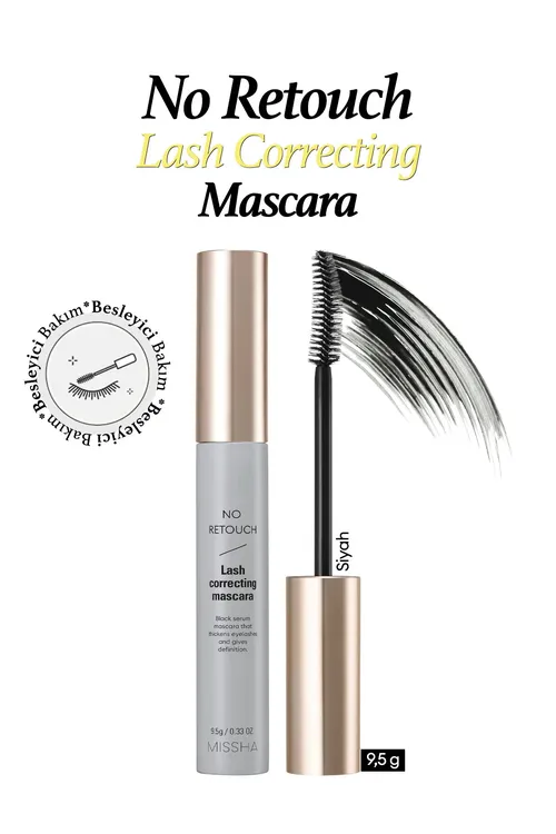 Kirpiklere iýmitlendiriji ideg berýän gara tuş No Retouch Lash Correcting Mascara (Black) - 34171193