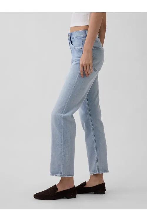 Aýallar üçin açyk gök reňkli High Rise ’90s Slim Straight Crop jins balak - 34258264 — surat 4/5