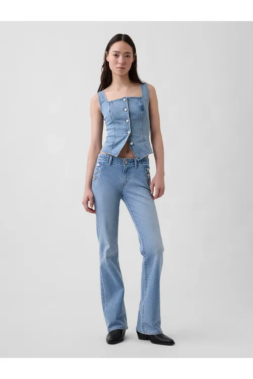 Aýallar üçin açyk gök reňkli Low Rise Long & Lean Sailor jins balak - 34258290