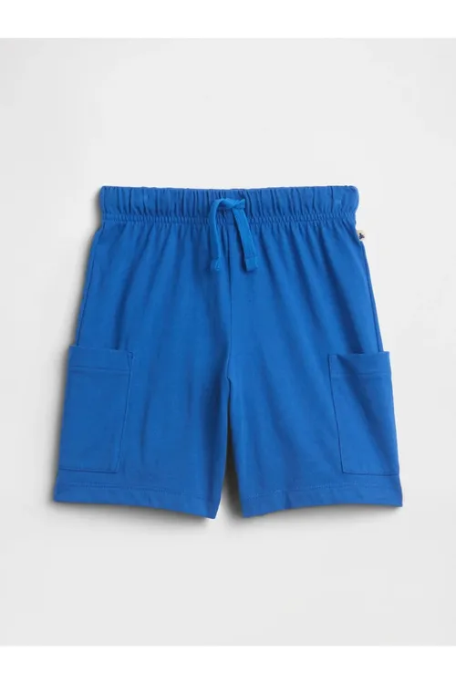 Oglan bebekler üçin gök reňkli BabyGap guşakly trikotaž kargo şortik - 34257884