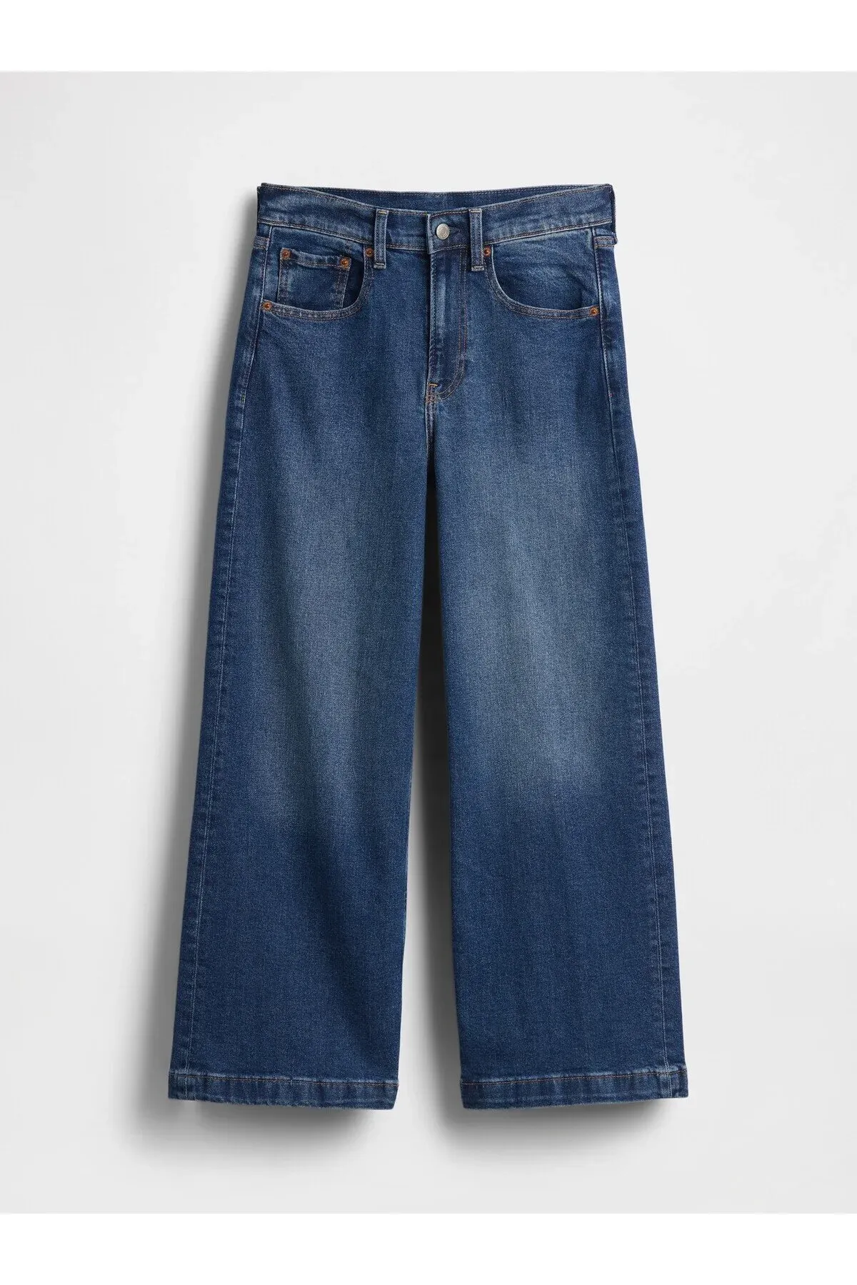 Aýallar üçin goýy gök reňkli High Rise Stride Wide-Leg Ankle jins balak - 34258266 — surat 1/1