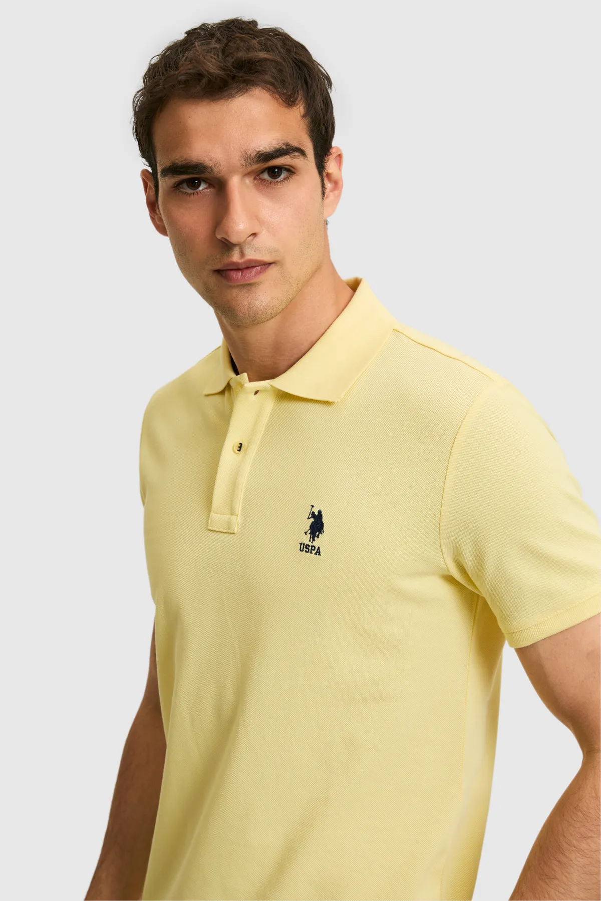 Erkek slim fit polo ýakaly açyk sary basic tişörti - 34720364 — surat 2/7