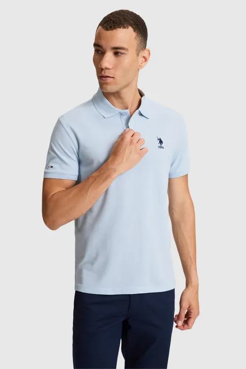 Erkek açyk gök Slim Fit polo ýaka basic futbolka - 36012235