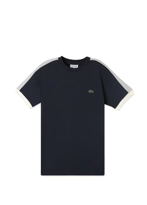 Erkek gysga ýeňli tegelek ýakaly t-shirt goýy çaly reňk blokly Regular Fit - 35464625