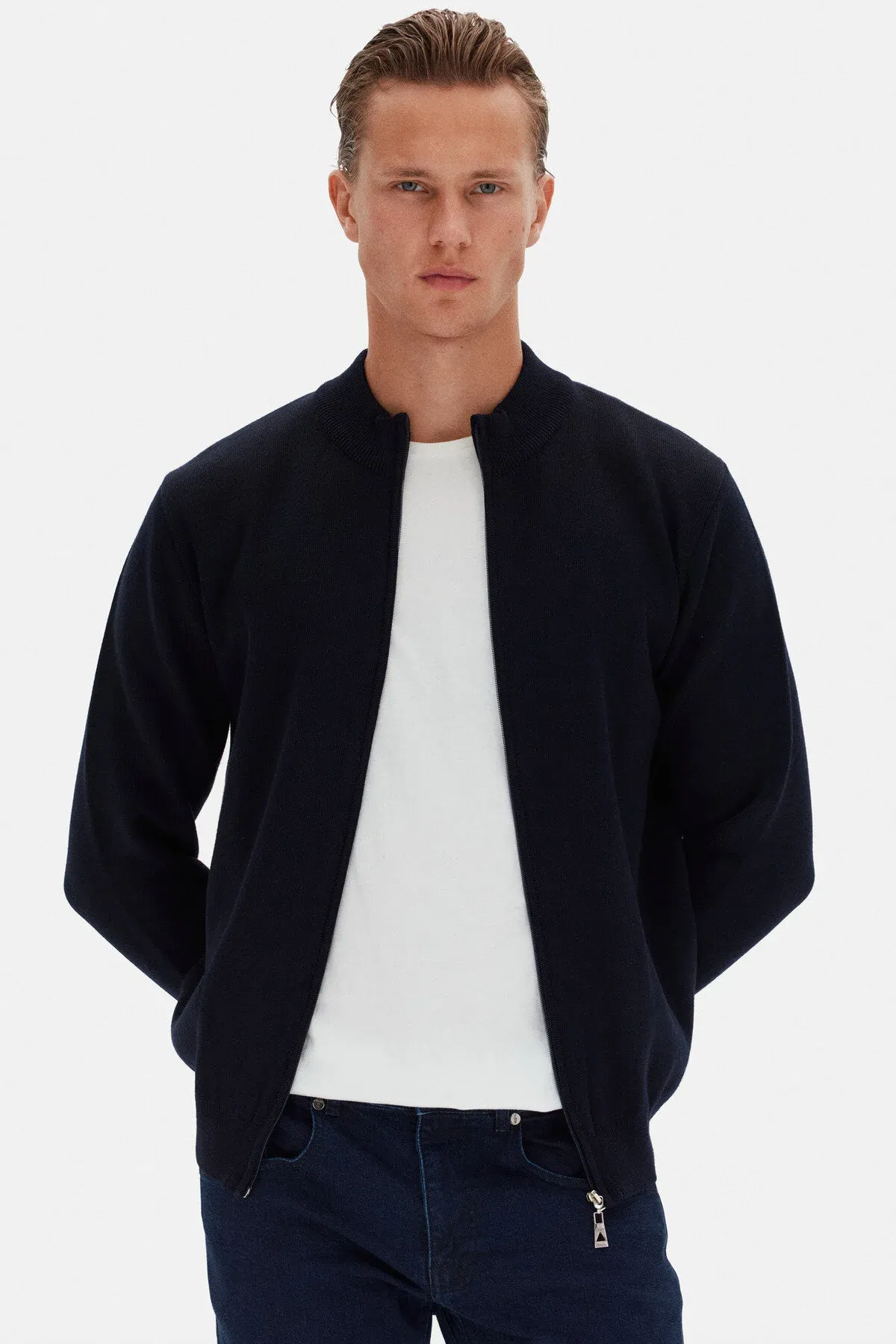 Goýy gök Ds Damat Regular Fit klassiki kardigany - 32935043 — surat 2/7