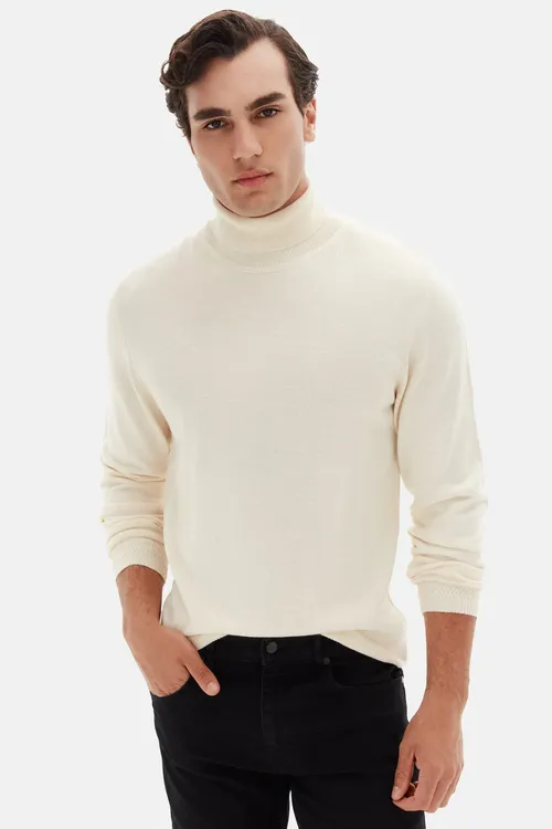 Ekrýu reňkli Ds Damat Regular Fit jemperi - 32934955