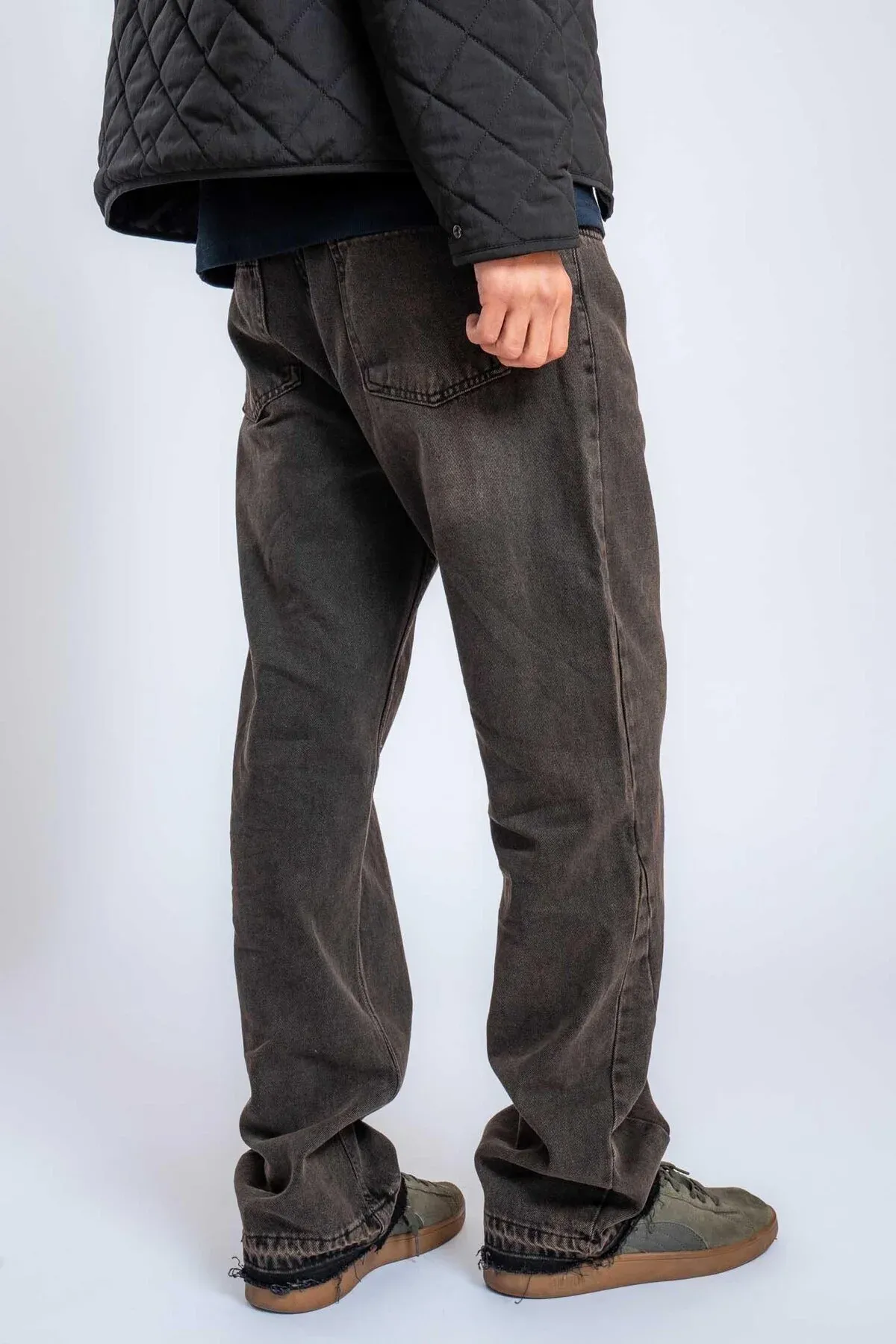 Erkekler üçin Baggy Fit ýuwulan jins balak goňur - 33662659 — surat 3/4