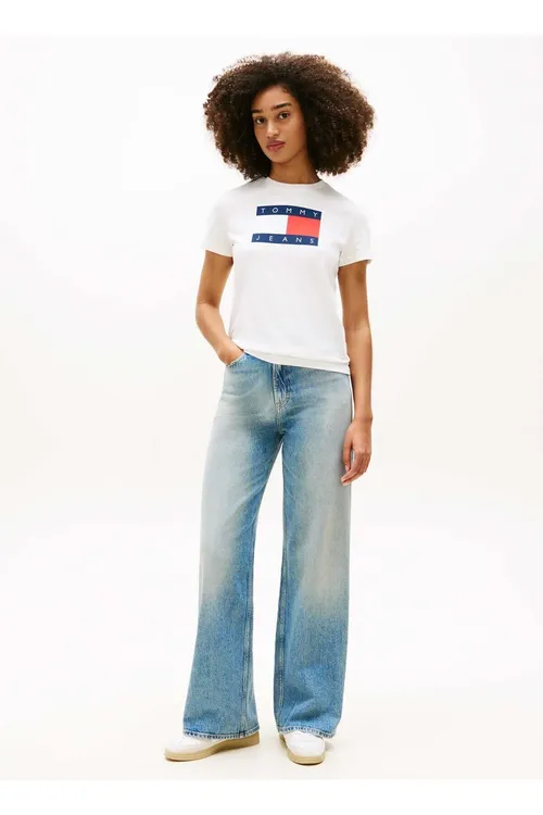 Tegelek ýaka nagyşly ekru aýal futbolkasy TJW REG TJ FLAG SS TEE - 34078065
