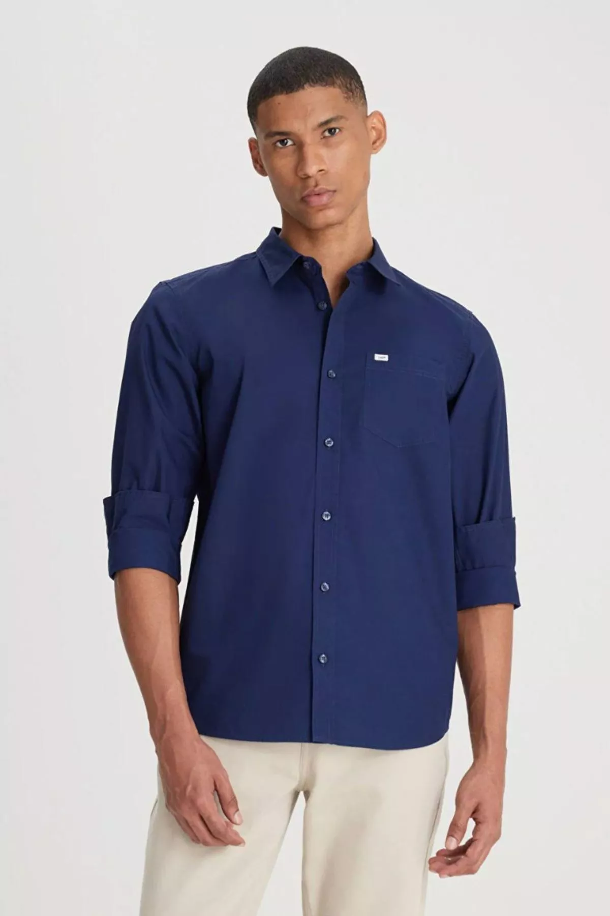 100% pagtadan gök köýnek Regular Fit - 24444012 — surat 3/6