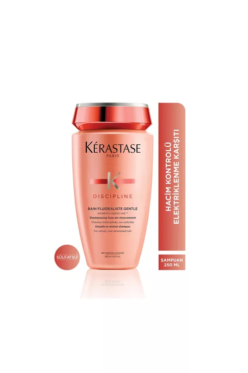 Saçy ýeňil timarlamak üçin bürüşmä garşy Discipline Bain Fluidealiste Gentle şampun, 250 ml - 21909641