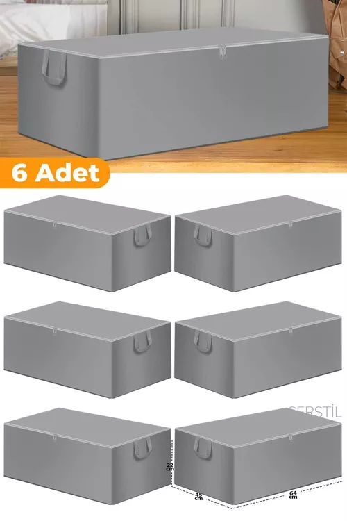 Krowat aşynda goş saklamak üçin gaplar 65x45x22 sm, çal, 6 sany - 23073134