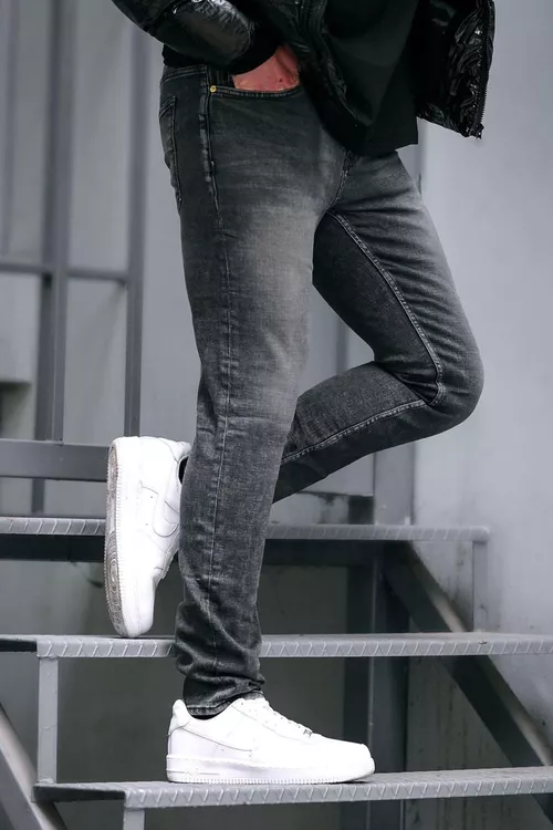 Erkekler üçin antrasit reňkli Slim Fit jinsy balagy 6862 - 23054663