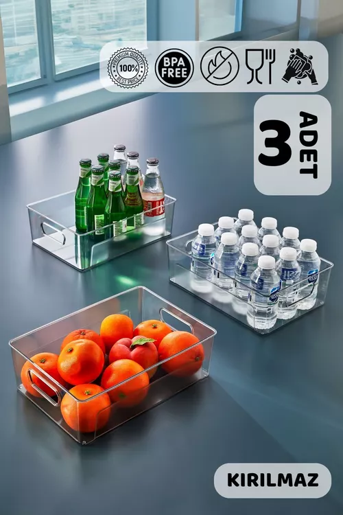 3’lü Maxi Dury Buzdolabı We Dolap Içi Organizeri- Kırılmaz Ultra Sağlam - 24115449