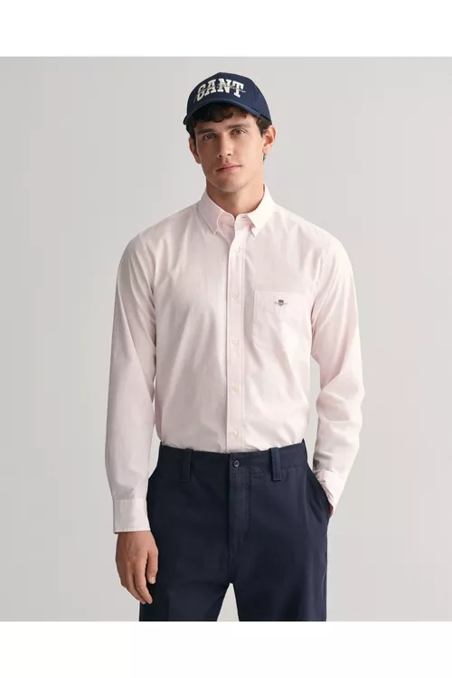 Erkek üçin gülgüne Regular Fit zolakly köýnek - 24941195