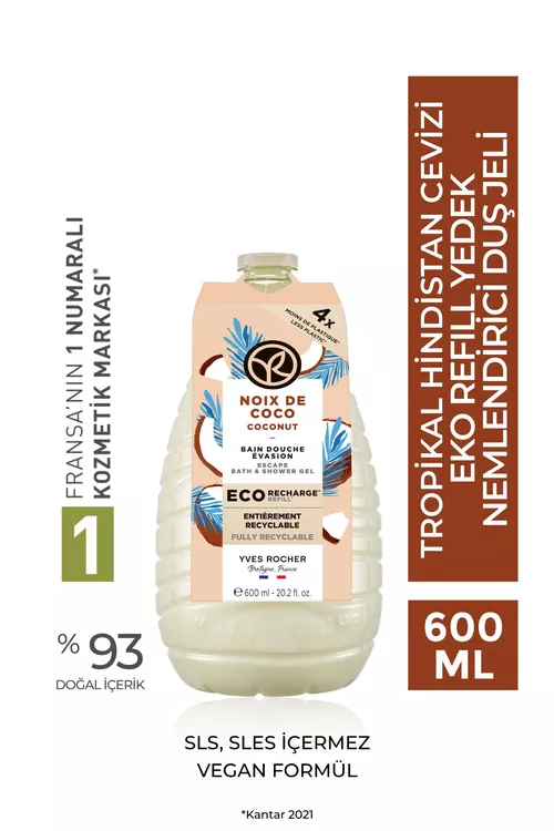 Nemlendiriji eko refill ätiýaçlyk duş geli - Tropiki kokos 600 ml - 21334256