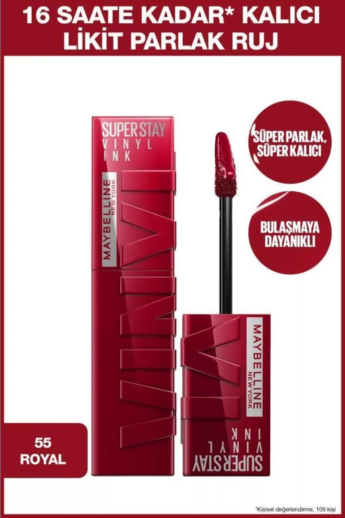 Super Stay Vinyl Ink 55 Royal durnukly ýalpyldawuk dodak boýagy - 20123061 — surat 1/8