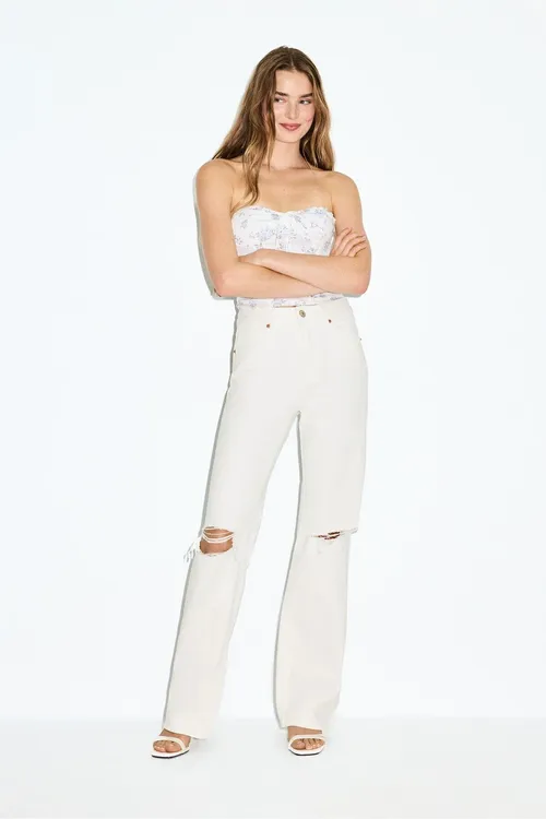 D92 ýyrtylgyçly straight giň paça jinsi - 36014943