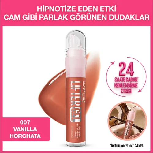 Aşyr parlak we çyglandyryjy dodak parlatjysy Maybelline New York Lifter Gel, 007 Vanilla Horchata - 36015700