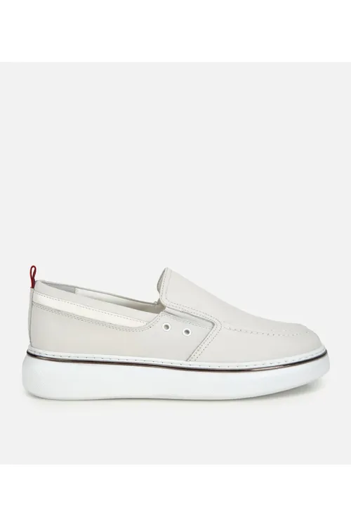 Erkek deri ak metal bezegli gündelik loafer - 34083927