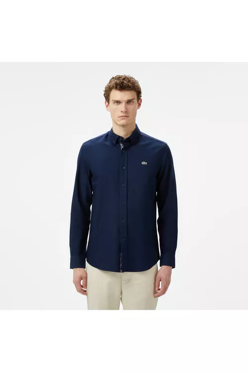 Erkekler üçin goýy gök reňkli Slim Fit köýnegi - 24922926