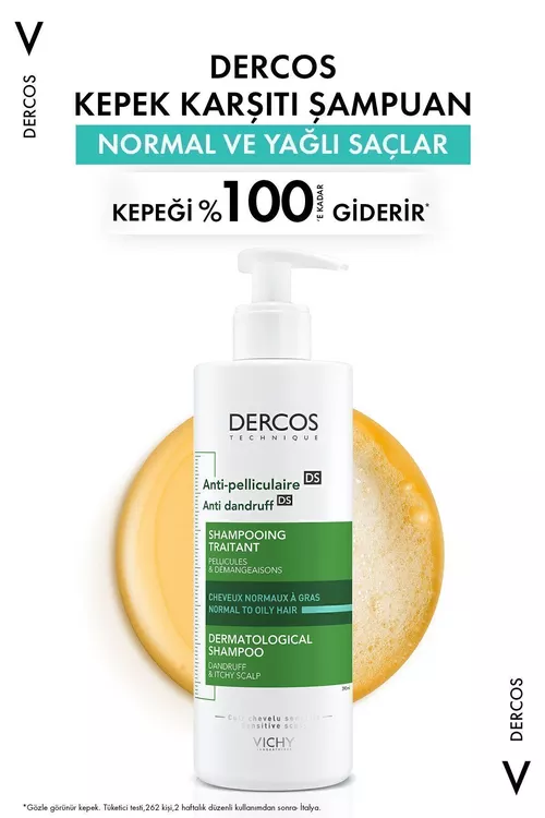 Kadaly we ýagly saçlar üçin Dercos Anti-Dandruff goňaga garşy şampun, 390 ml - 5048126 — surat 2/2