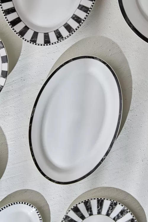 Kletka görnüşli kiçi farfor owal tabak 30 sm - 17811807
