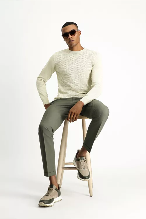 Slim Fit nagyşly pagta trikotaž jemper - 25584890