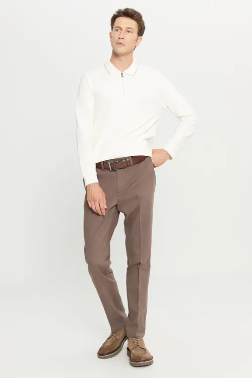 Pagtaly Regular Fit kadaly biçimli diagonal nagyşly gapdal jibetli casual goňur balak - 34736203
