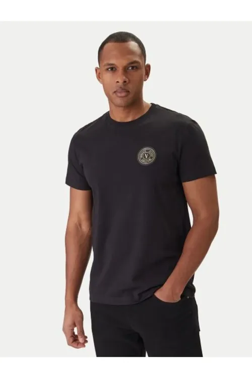 Erkekler üçin logotyply futbolka, gara - 36106835