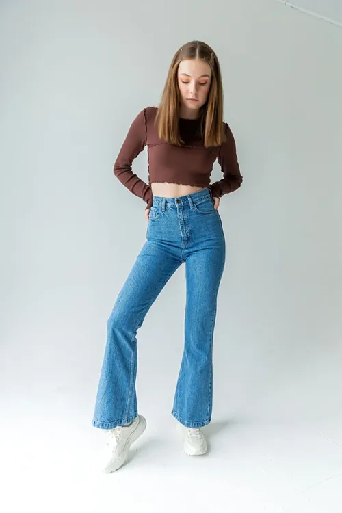 Ispan paça Jeans solmaýan orta gök Ispan Jeans beýik belli jins balak - 36149507