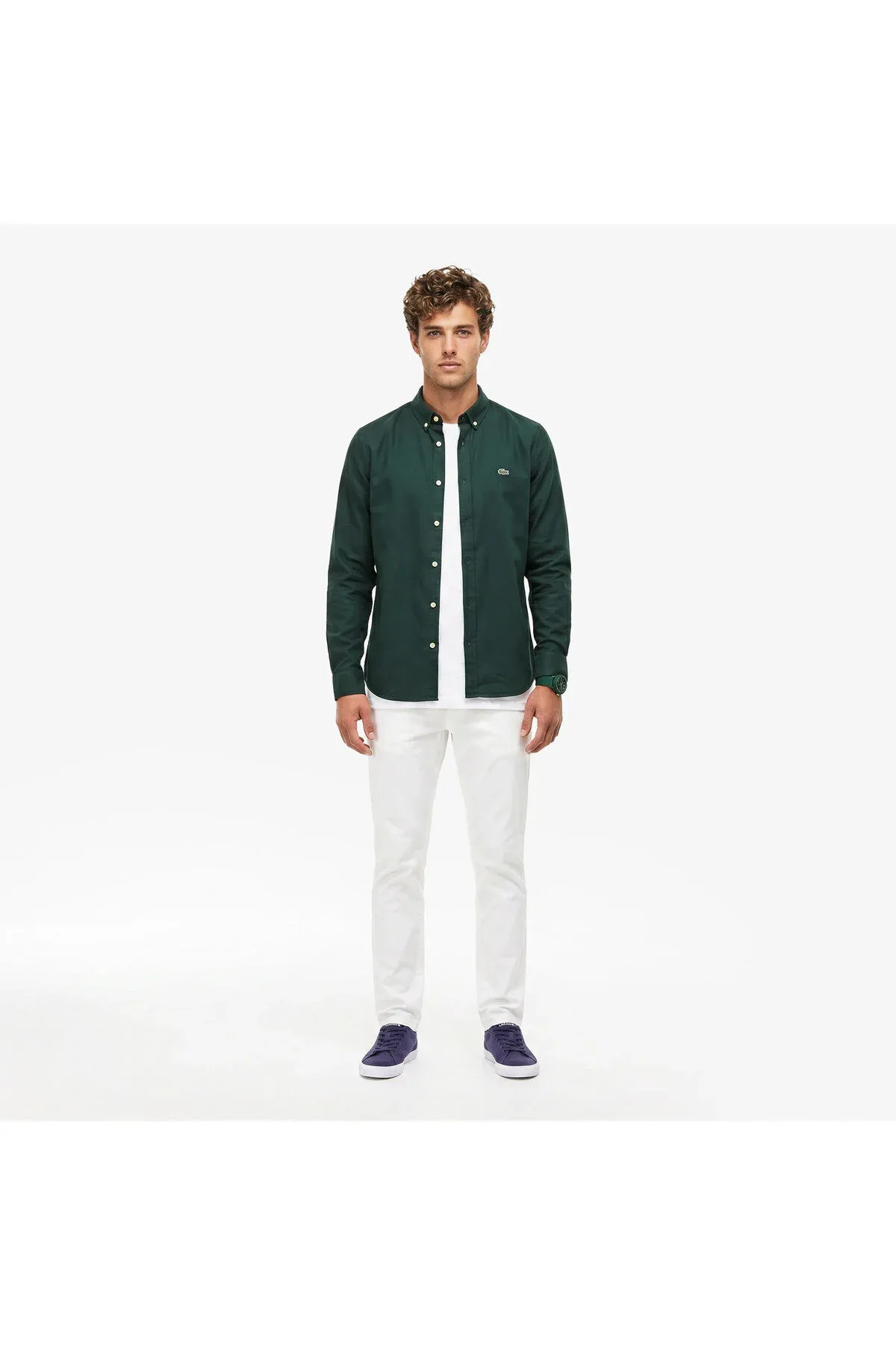 Erkekler üçin goýy ýaşyl reňkli Slim Fit köýnegi - 36498356 — surat 4/4
