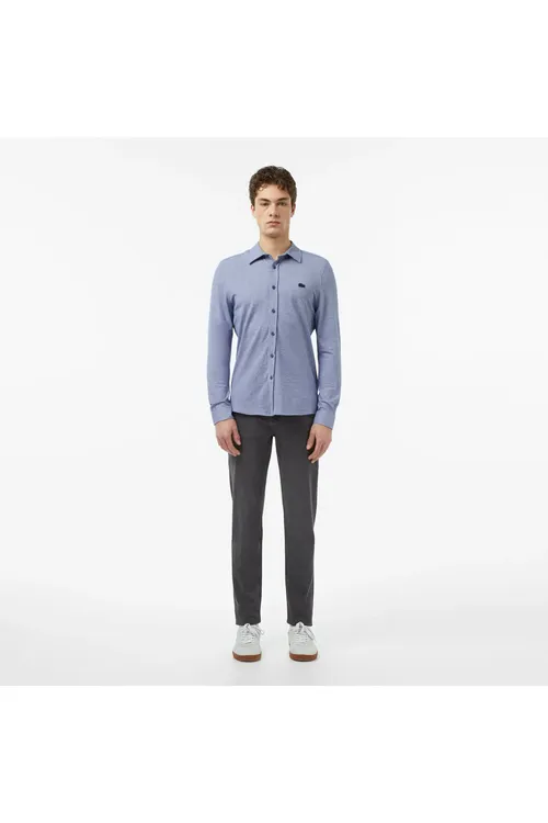 Erkekler üçin goýy gök reňkli Slim Fit köýnegi - 35964270 — surat 5/7