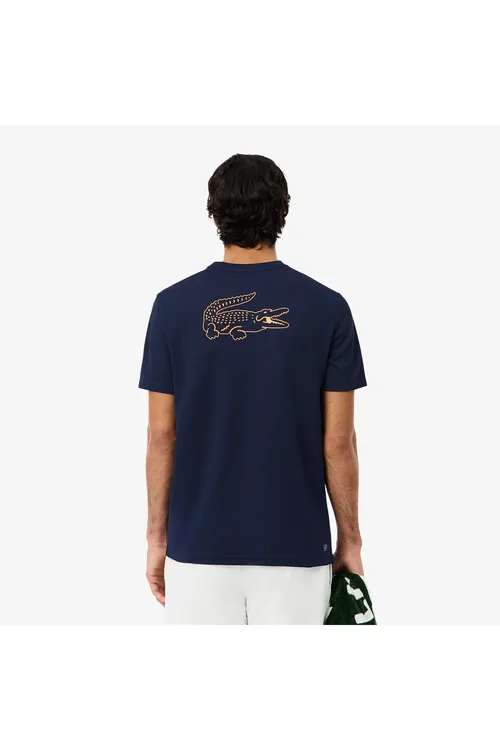 SPORT erkek regular fit tegelek ýaka basgylary goýy gök T-Shirt - 36498358 — surat 3/8
