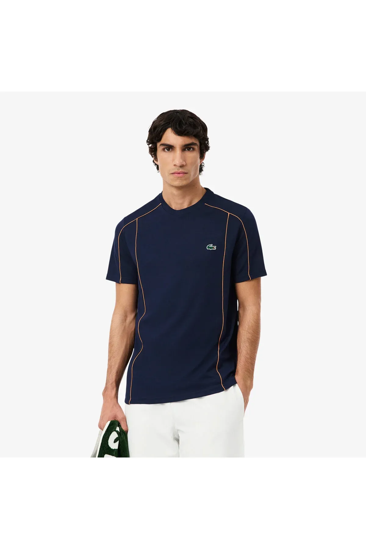 SPORT erkek regular fit tegelek ýaka basgylary goýy gök T-Shirt - 36498358 — surat 1/8