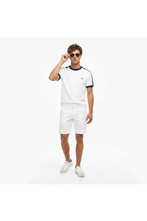 Erkek regular fit tegelek ýaka reňk blokly ak T-Shirt - 36498348 — surat 4/4