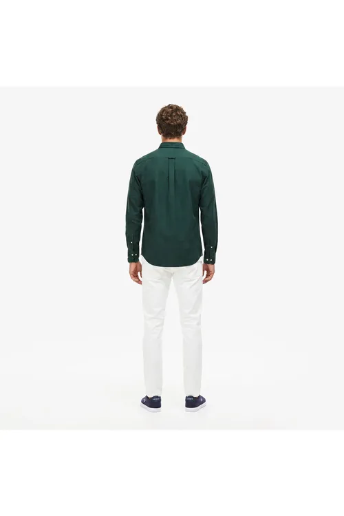 Erkekler üçin goýy ýaşyl reňkli Slim Fit köýnegi - 36498356 — surat 3/4