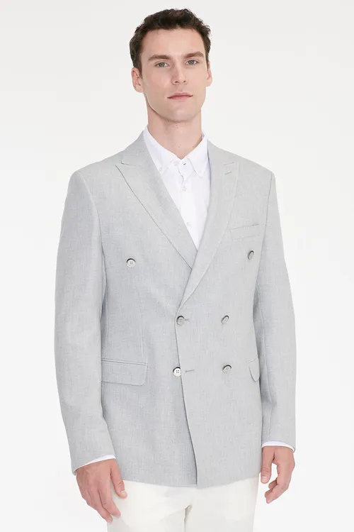 Slim fit dar kesim kyrlangyç ýaka kapak çepli armürlü çeýe blazer sere jeket - 36613804