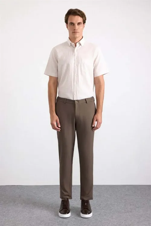 Goýy goňur slim düz jogger balak - 36613492