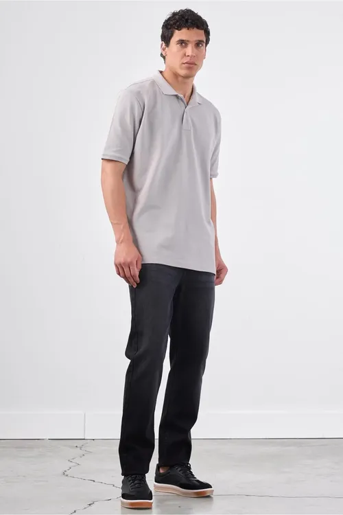 Erkek Slim Fit polo ýakaly çal köýnekçe - 36786067