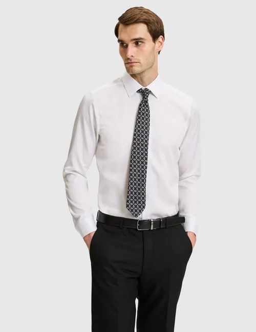 Ak Non Iron aňsat ütülenýän Slim Fit uzyn ýeňli basic köýnek - 36716536