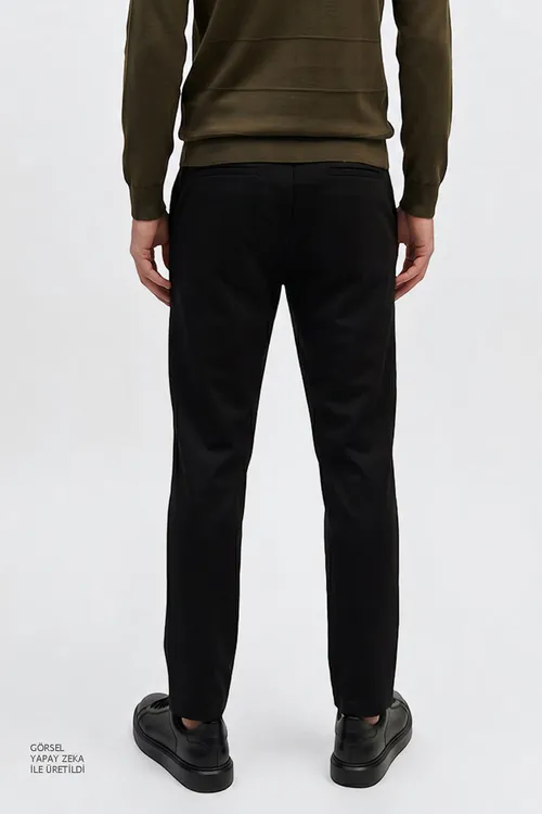 Slim Fit dar biçüwli, beli baglamaly, gapdal jibili gara jalbar - 36716596 — surat 5/5