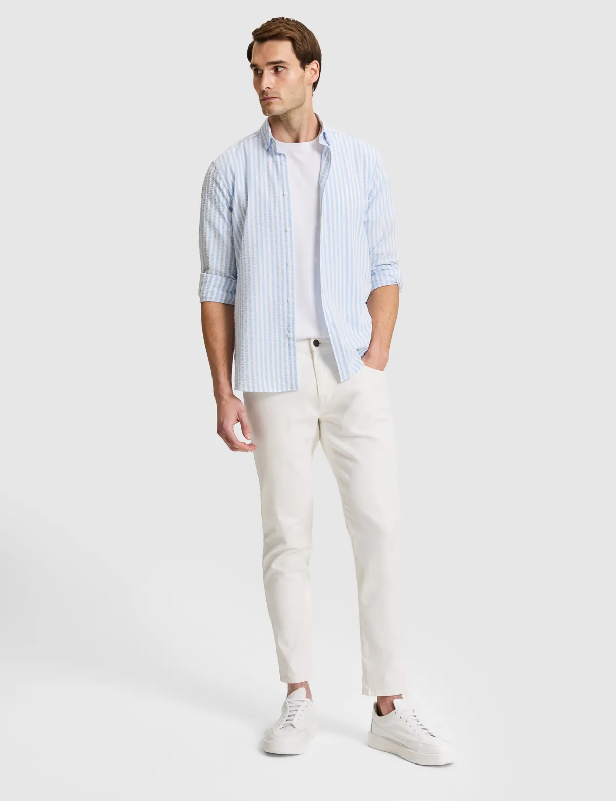 Gök Regular Fit zolakly uzyn ýeňli köýnek - 36716534 — surat 4/6